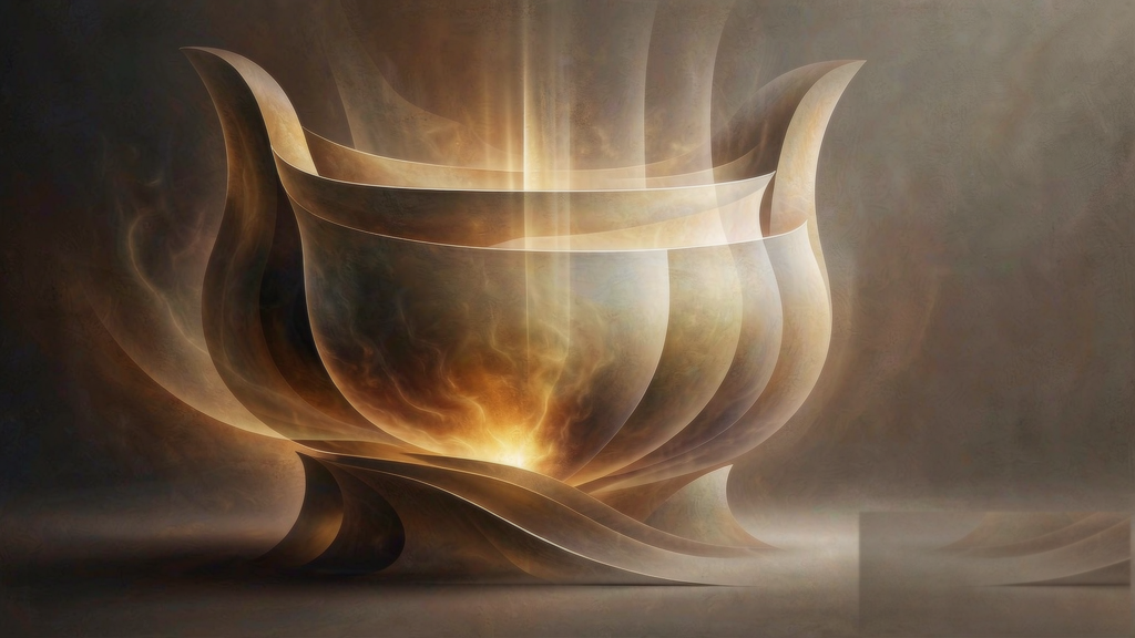 Abstract editorial artwork for Hexagram 50
